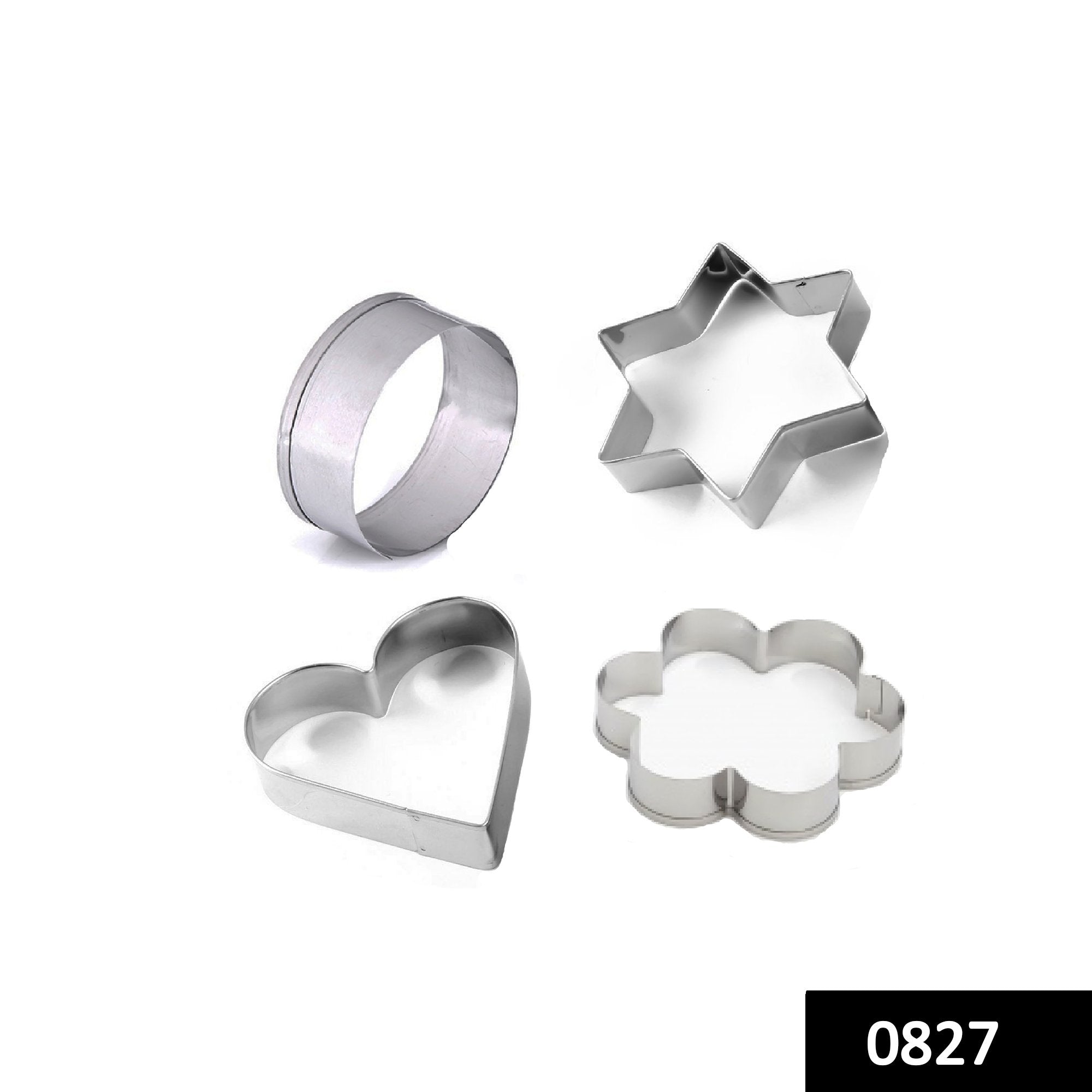 0827 Cookie Cutter Stainless Steel Cookie Cutter with Shape Heart Round Star and Flower (4 Pieces) - SkyShopy 0827 Cookie Cutter Stainless Steel Cookie Cutter with Shape Heart Round Star and Flower (4 Pieces) - SkyShopy